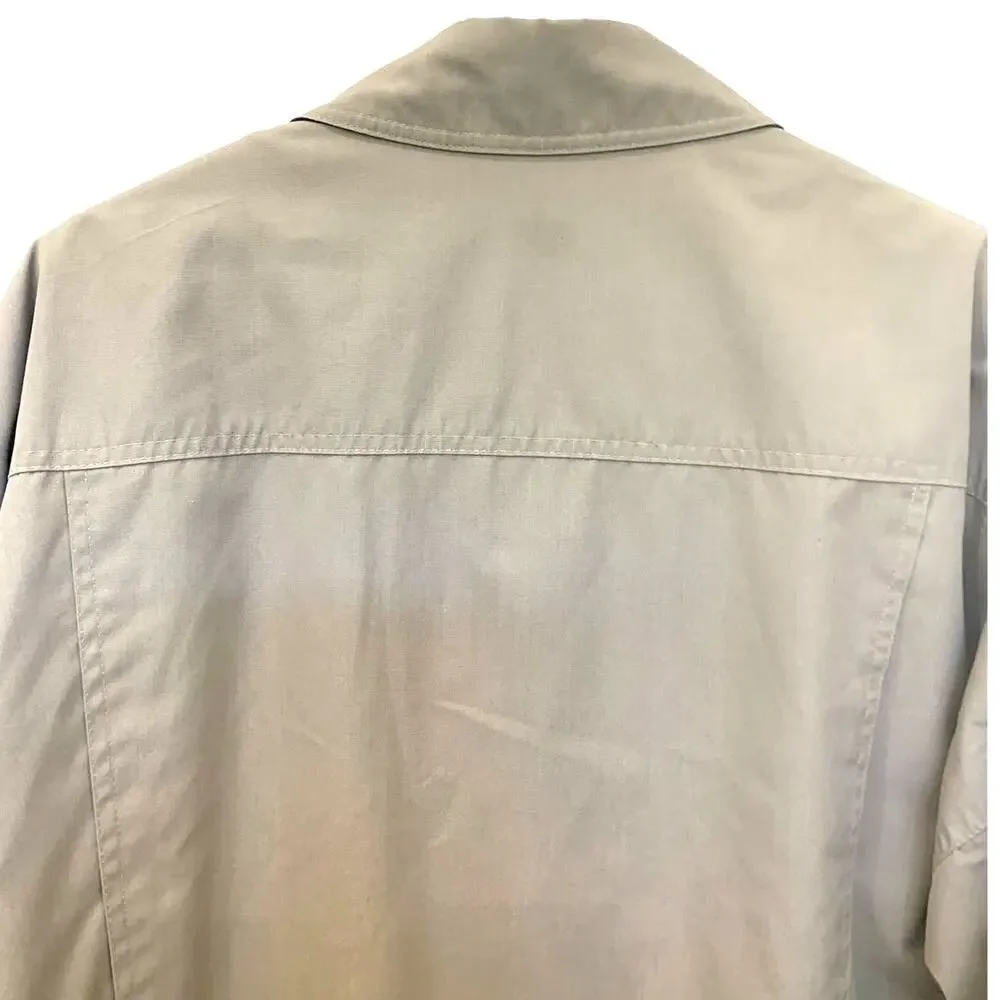London Fog Bomber Jacket 40L Mens Gray Rain Removable Plaid Flannel Lining Zip